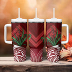 Rongoa Maori New Zealand Harakeke Tumbler With Handle NZ Weaving Pattern Red