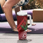 Rongoa Maori New Zealand Harakeke Tumbler With Handle NZ Weaving Pattern Red