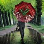 Rongoa Maori New Zealand Harakeke Umbrella NZ Weaving Pattern Red