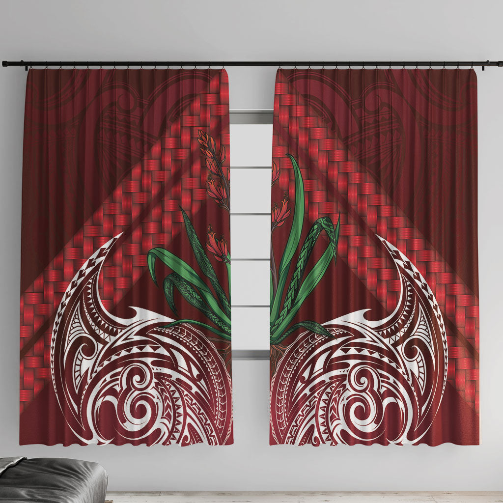 Rongoa Maori New Zealand Harakeke Window Curtain NZ Weaving Pattern Red