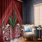 Rongoa Maori New Zealand Harakeke Window Curtain NZ Weaving Pattern Red