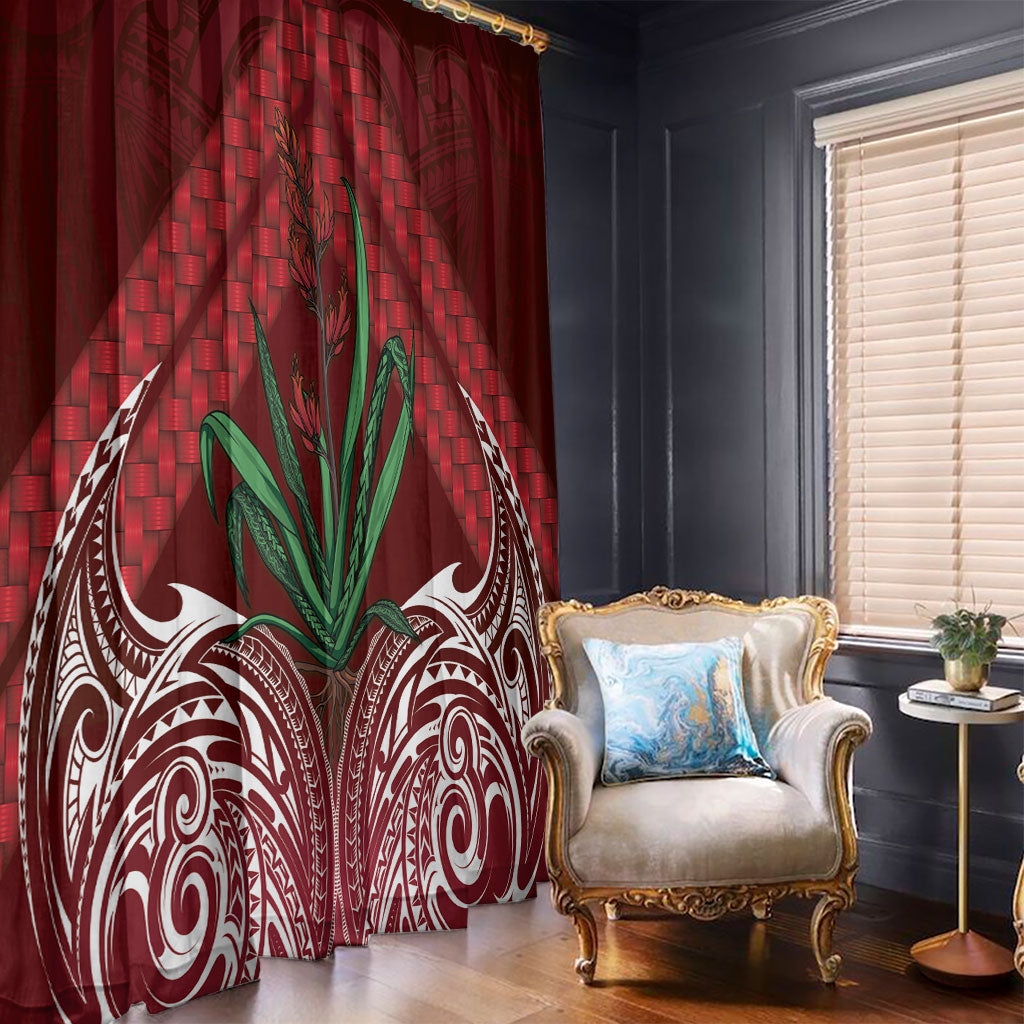 Rongoa Maori New Zealand Harakeke Window Curtain NZ Weaving Pattern Red