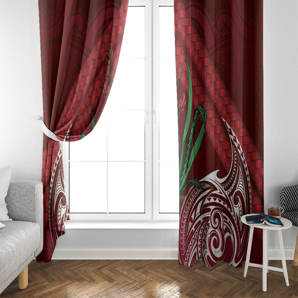 Rongoa Maori New Zealand Harakeke Window Curtain NZ Weaving Pattern Red