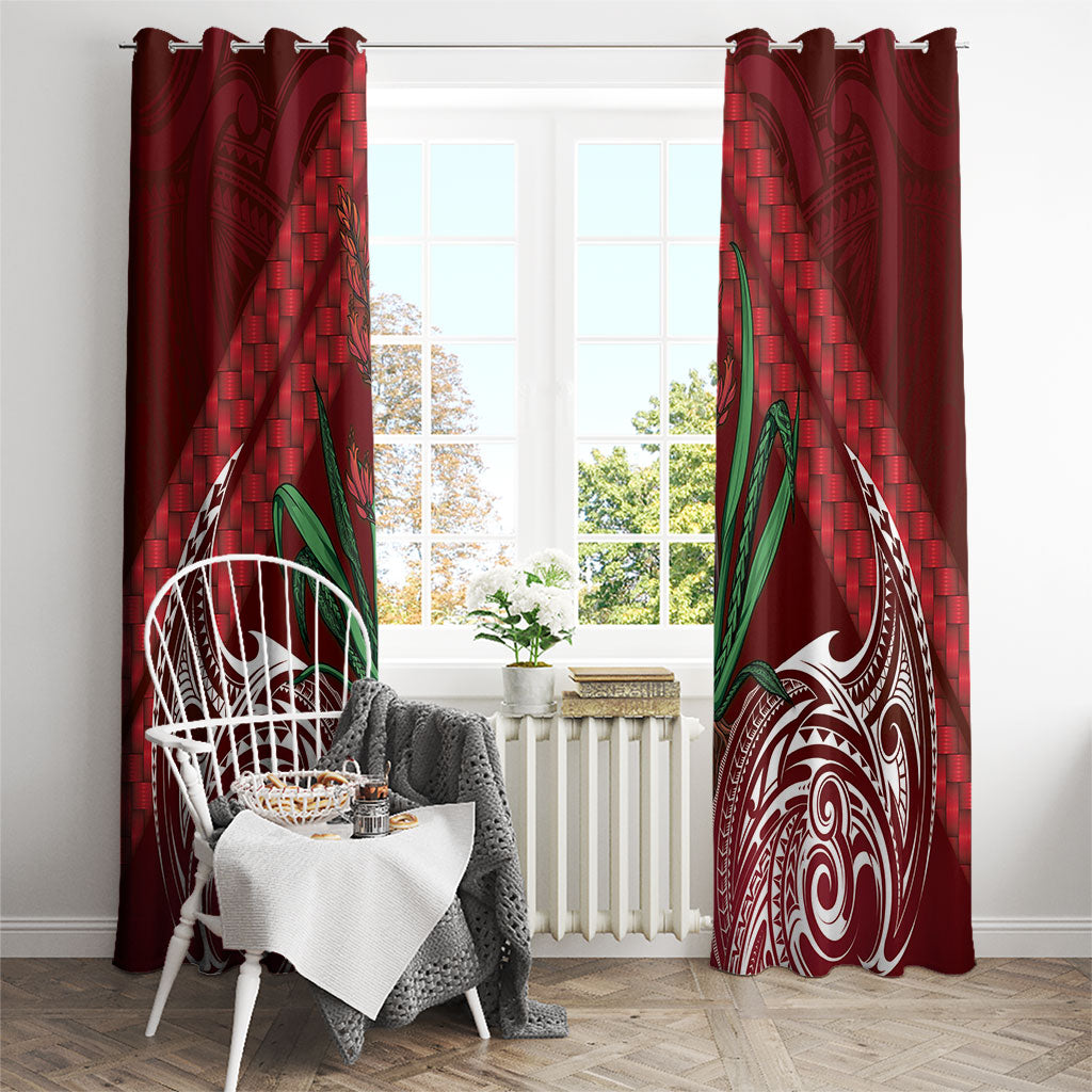 Rongoa Maori New Zealand Harakeke Window Curtain NZ Weaving Pattern Red