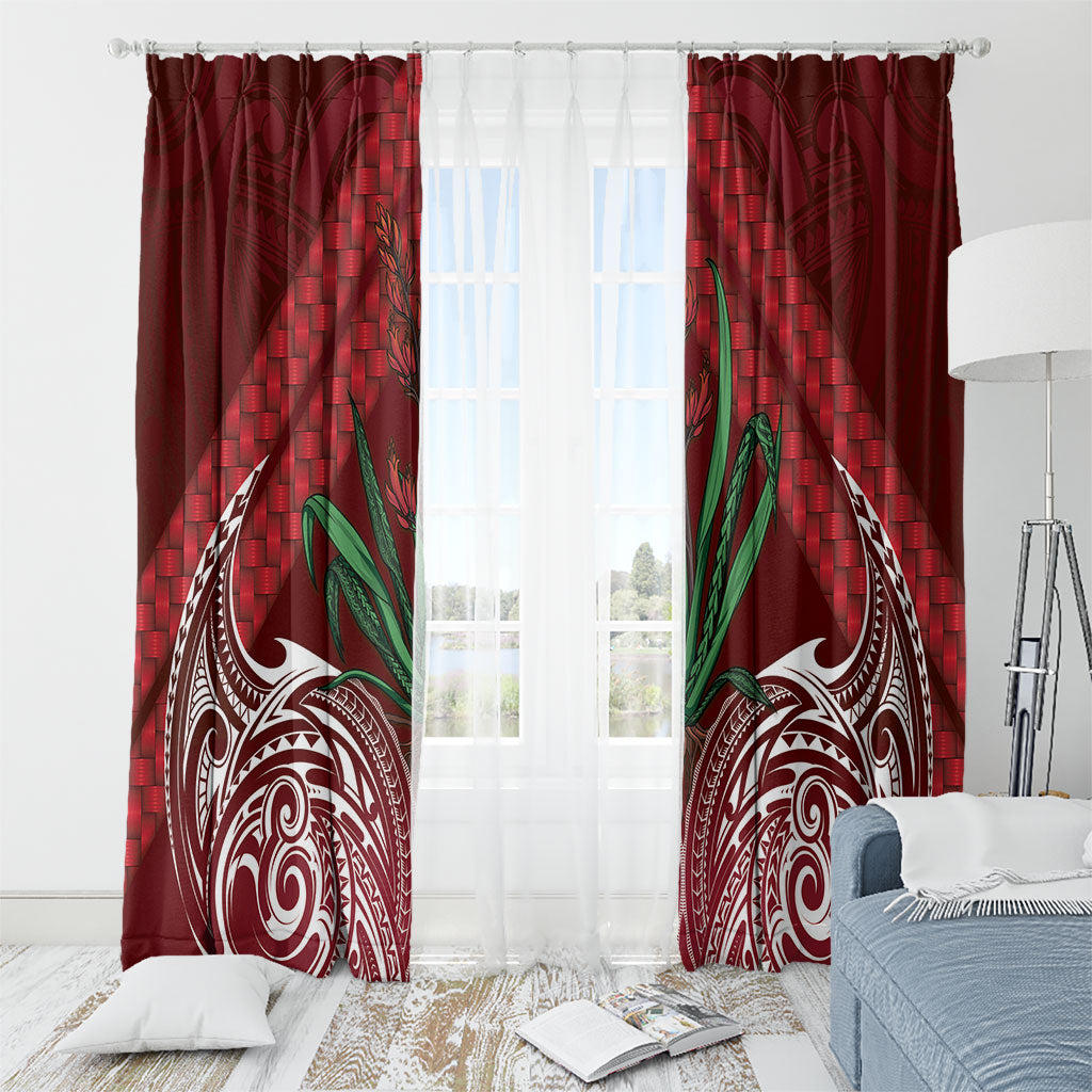 Rongoa Maori New Zealand Harakeke Window Curtain NZ Weaving Pattern Red