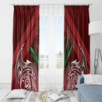 Rongoa Maori New Zealand Harakeke Window Curtain NZ Weaving Pattern Red