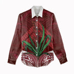 Rongoa Maori New Zealand Harakeke Women Casual Shirt NZ Weaving Pattern Red