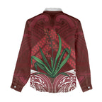 Rongoa Maori New Zealand Harakeke Women Casual Shirt NZ Weaving Pattern Red