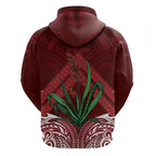 Rongoa Maori New Zealand Harakeke Zip Hoodie NZ Weaving Pattern Red