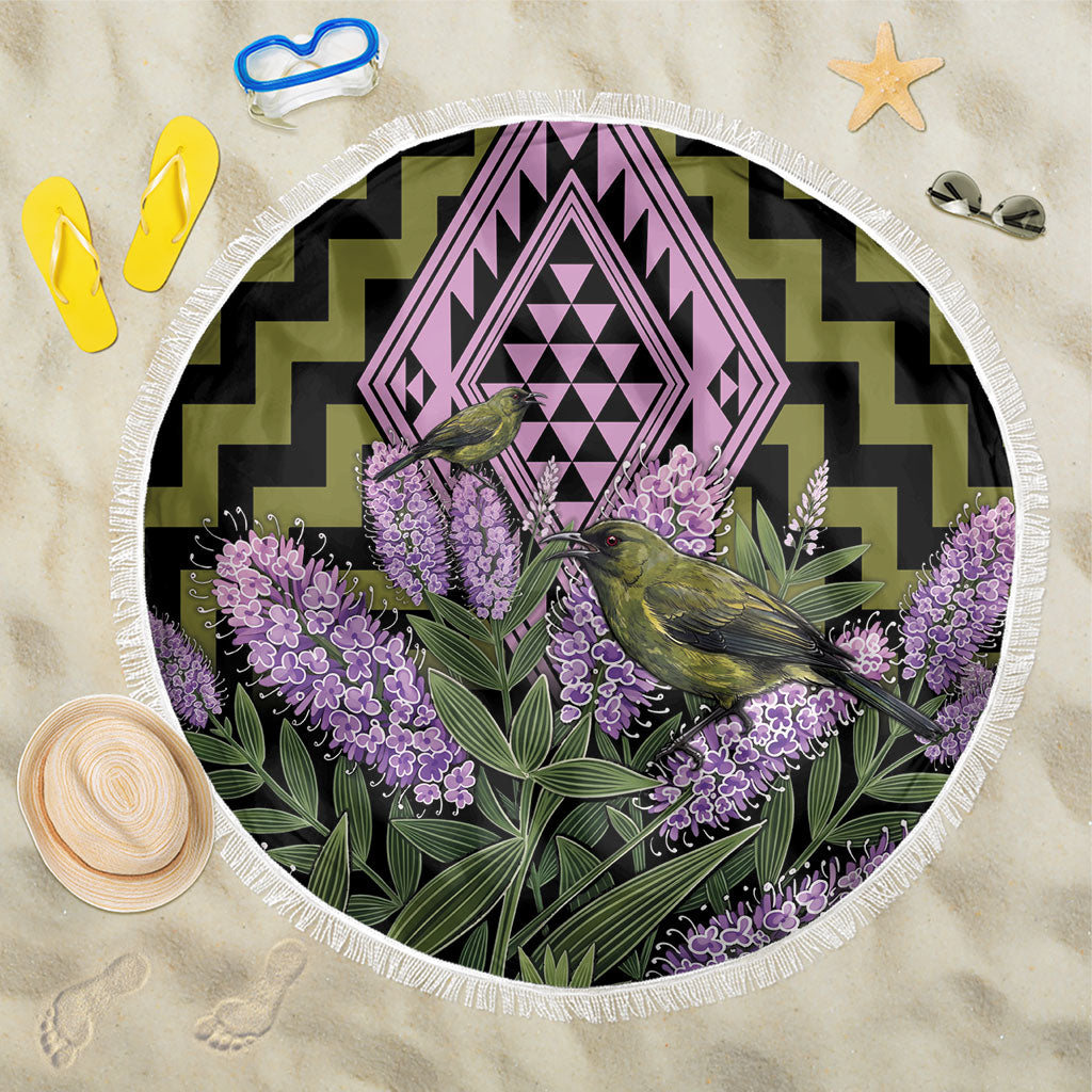 Rongoa Maori New Zealand Koromiko Beach Blanket NZ Hebe Korimako Bellbird Poutama
