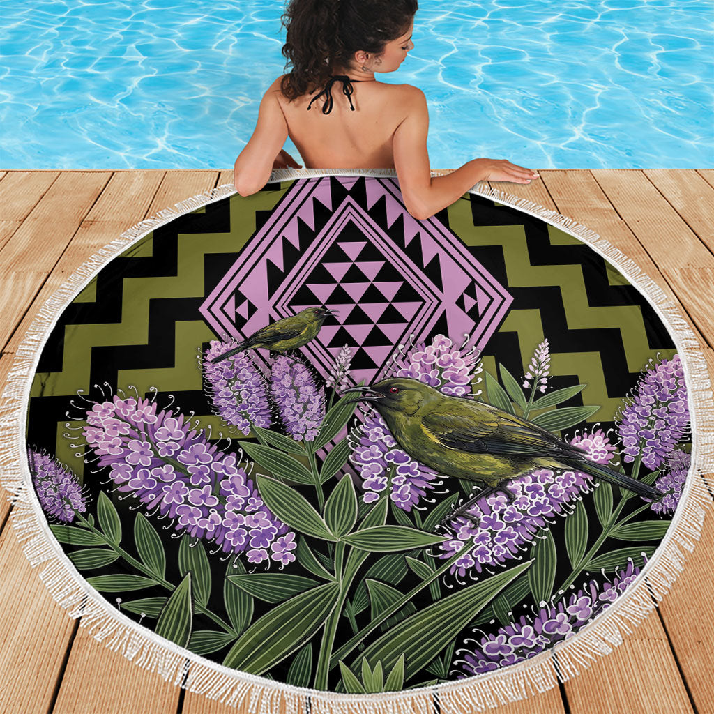 Rongoa Maori New Zealand Koromiko Beach Blanket NZ Hebe Korimako Bellbird Poutama