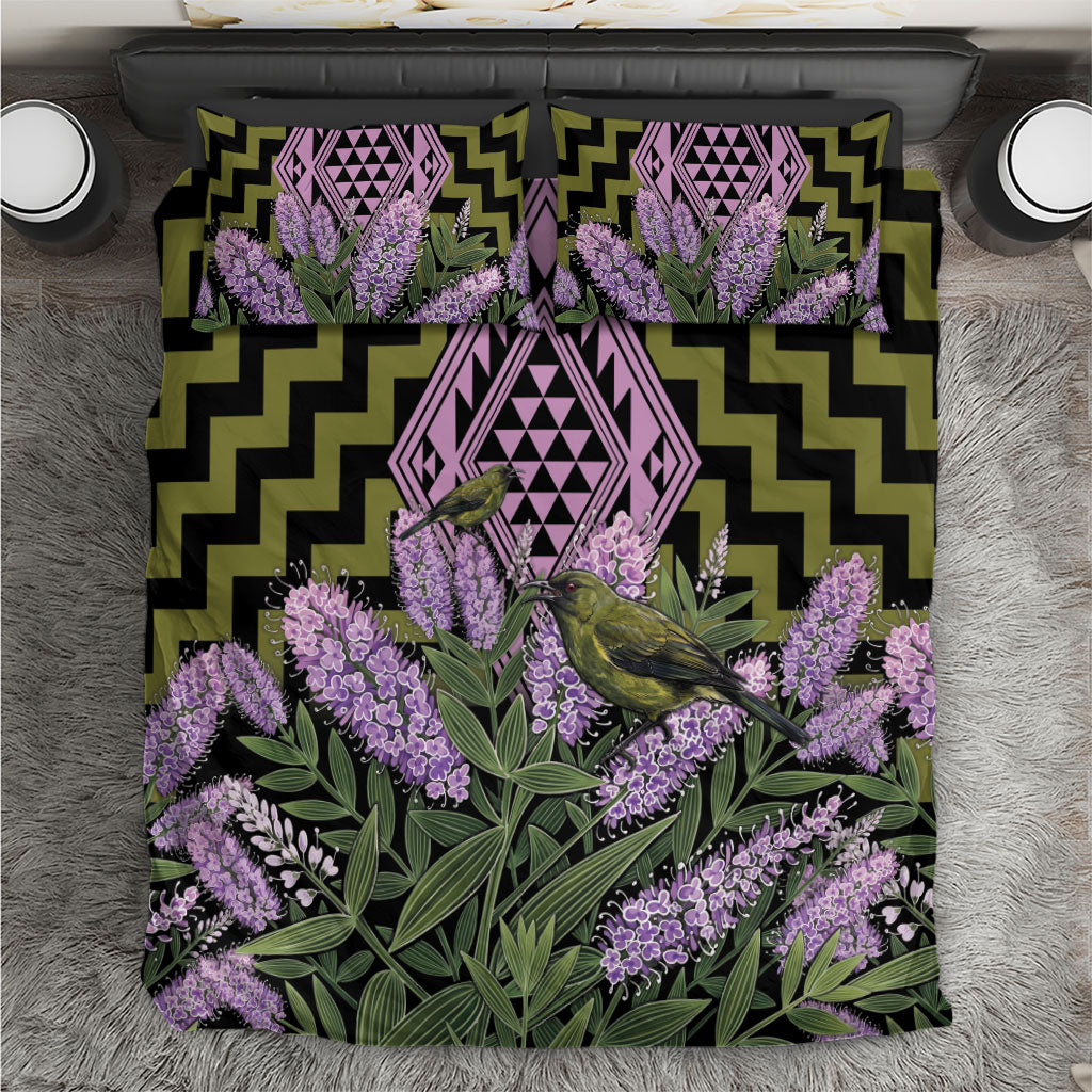 Rongoa Maori New Zealand Koromiko Bedding Set NZ Hebe Korimako Bellbird Poutama