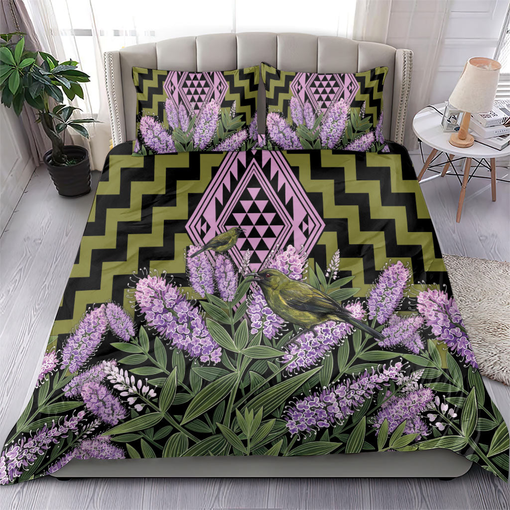Rongoa Maori New Zealand Koromiko Bedding Set NZ Hebe Korimako Bellbird Poutama