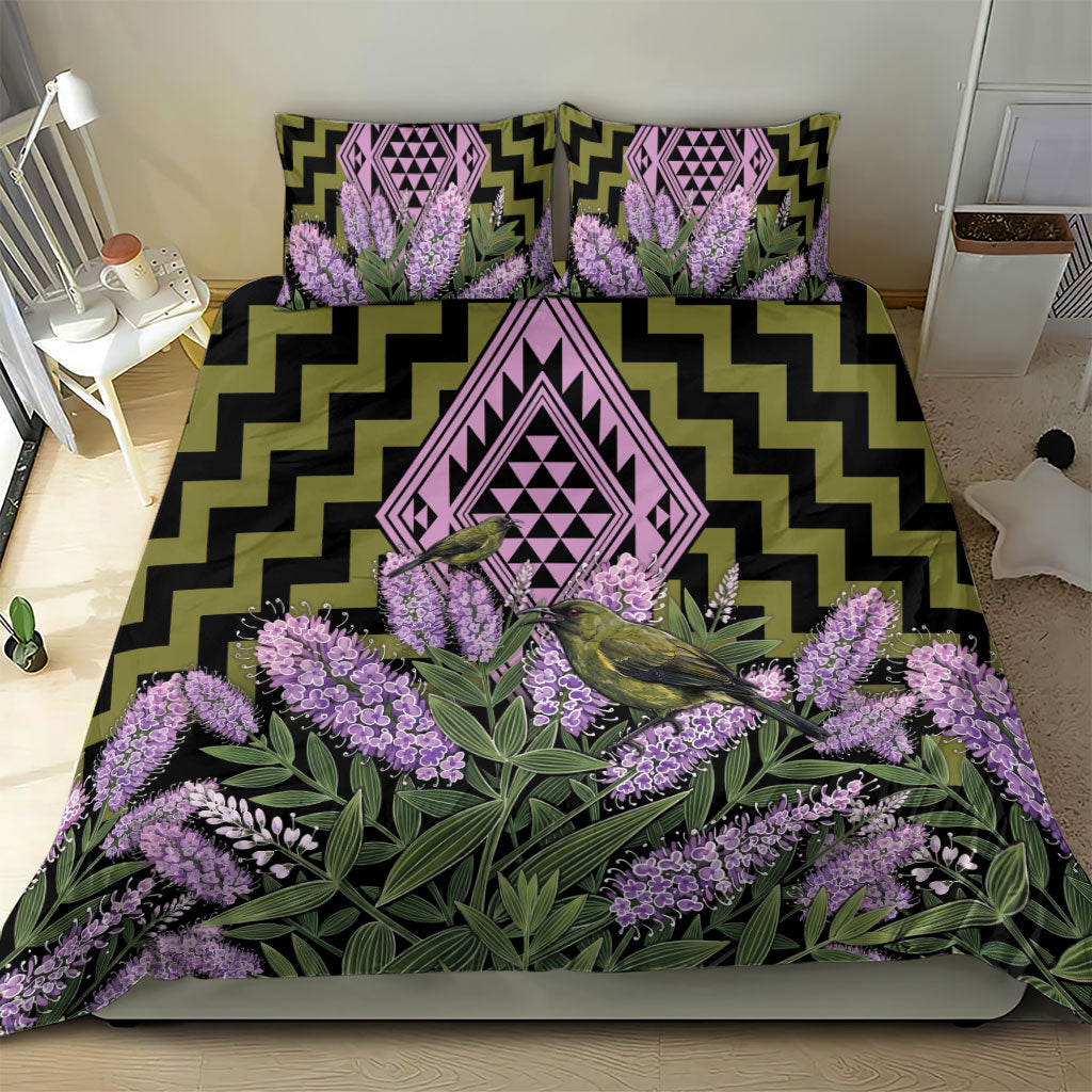 Rongoa Maori New Zealand Koromiko Bedding Set NZ Hebe Korimako Bellbird Poutama