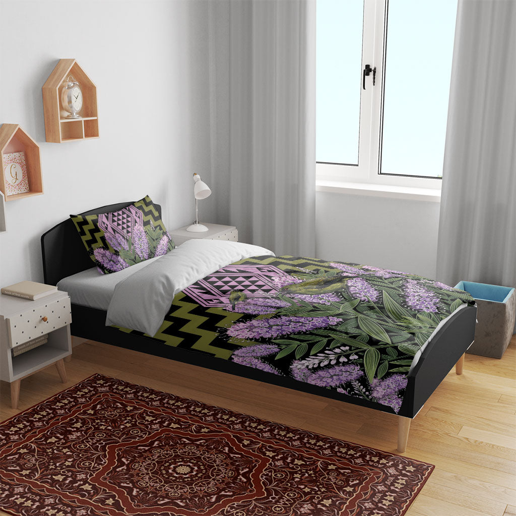 Rongoa Maori New Zealand Koromiko Bedding Set NZ Hebe Korimako Bellbird Poutama