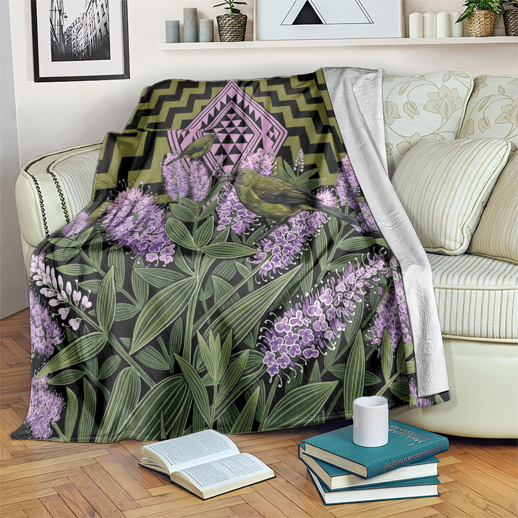 Rongoa Maori New Zealand Koromiko Blanket NZ Hebe Korimako Bellbird Poutama