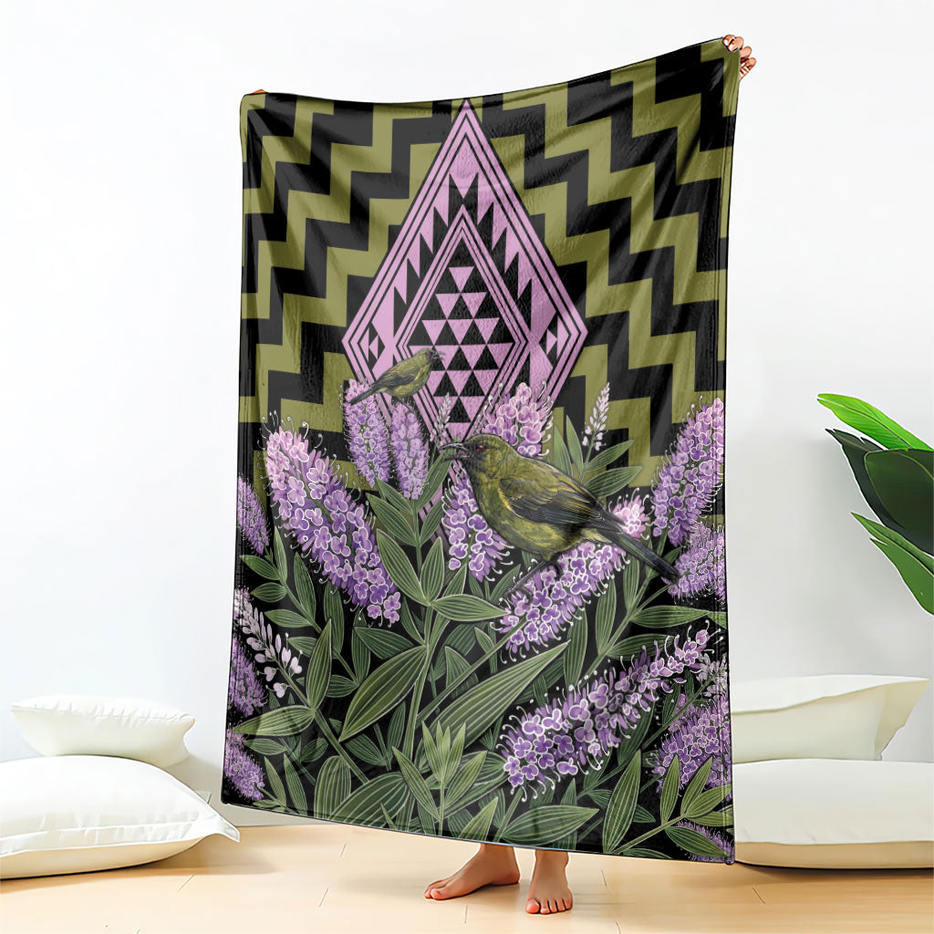 Rongoa Maori New Zealand Koromiko Blanket NZ Hebe Korimako Bellbird Poutama