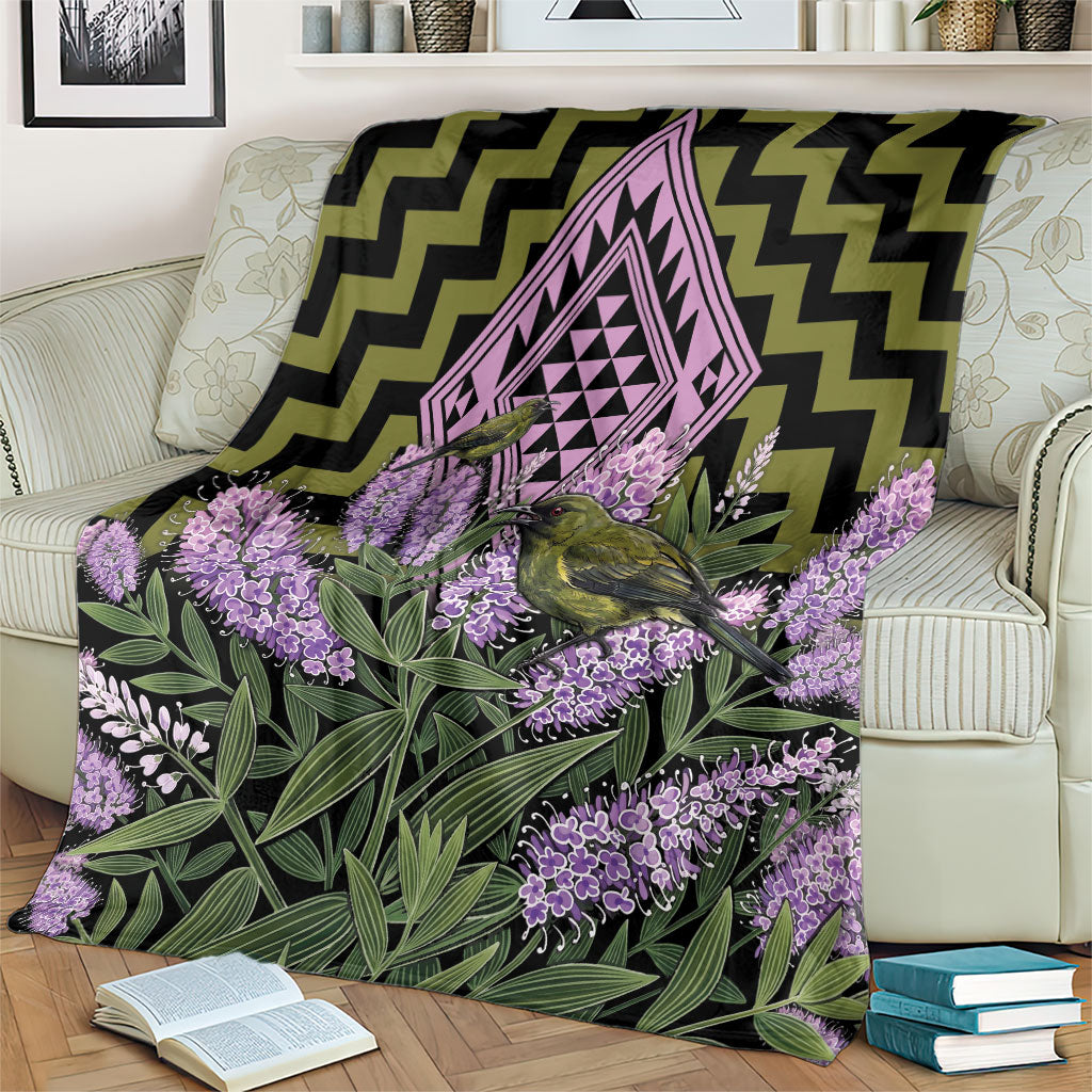 Rongoa Maori New Zealand Koromiko Blanket NZ Hebe Korimako Bellbird Poutama