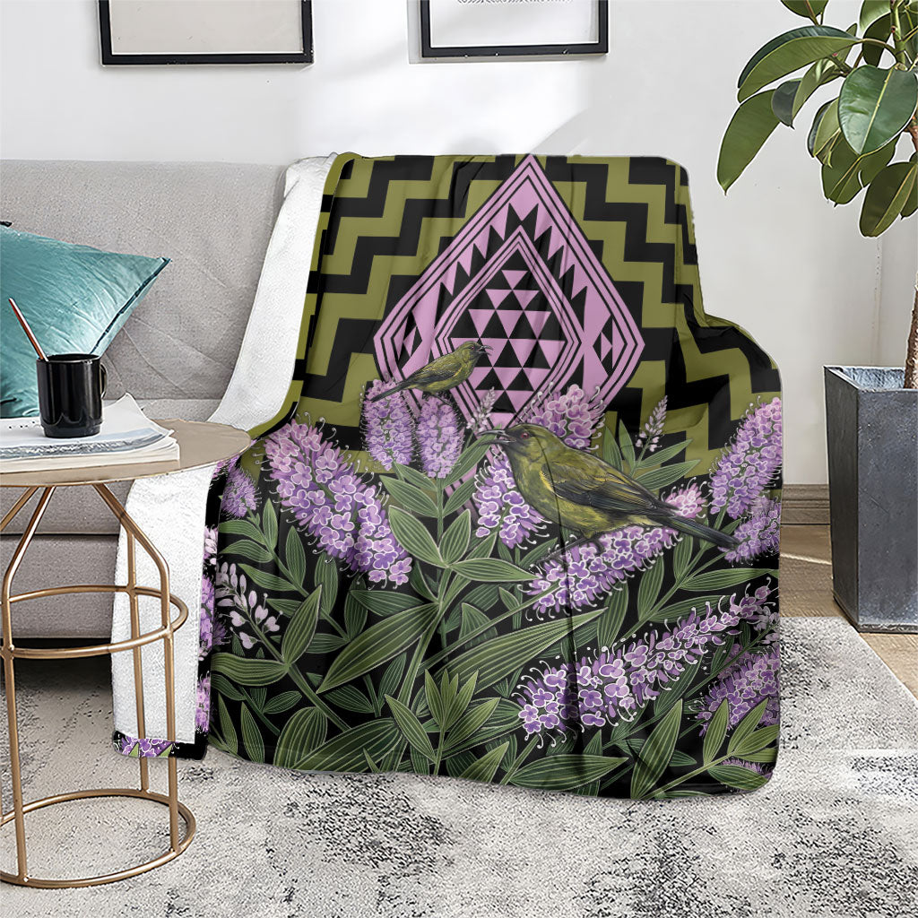 Rongoa Maori New Zealand Koromiko Blanket NZ Hebe Korimako Bellbird Poutama