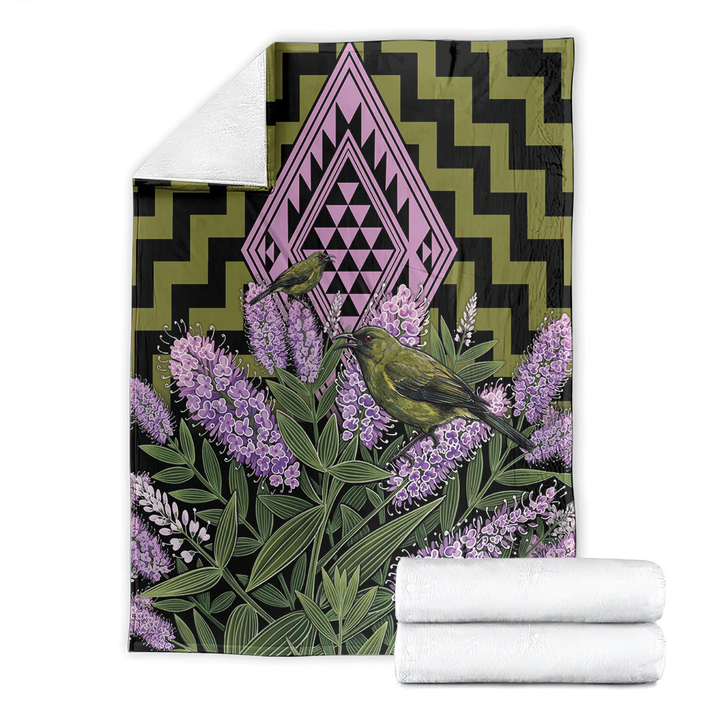 Rongoa Maori New Zealand Koromiko Blanket NZ Hebe Korimako Bellbird Poutama