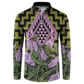 Rongoa Maori New Zealand Koromiko Button Sweatshirt NZ Hebe Korimako Bellbird Poutama