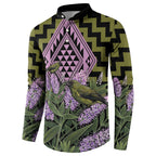 Rongoa Maori New Zealand Koromiko Button Sweatshirt NZ Hebe Korimako Bellbird Poutama