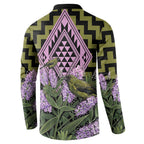 Rongoa Maori New Zealand Koromiko Button Sweatshirt NZ Hebe Korimako Bellbird Poutama