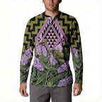 Rongoa Maori New Zealand Koromiko Button Sweatshirt NZ Hebe Korimako Bellbird Poutama