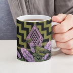 Rongoa Maori New Zealand Koromiko Ceramic Mug NZ Hebe Korimako Bellbird Poutama