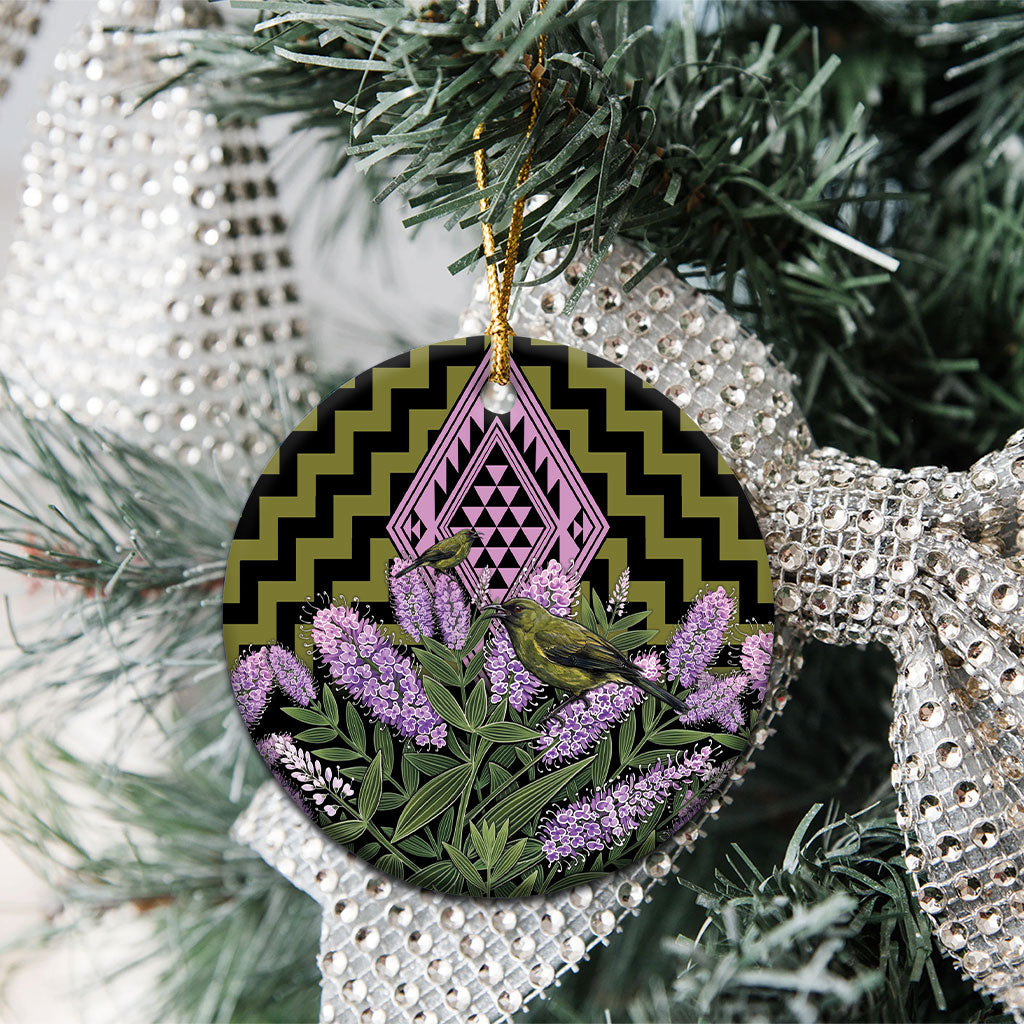 Rongoa Maori New Zealand Koromiko Ceramic Ornament NZ Hebe Korimako Bellbird Poutama