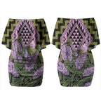 Rongoa Maori New Zealand Koromiko Couples Matching Off Shoulder Short Dress and Hawaiian Shirt NZ Hebe Korimako Bellbird Poutama