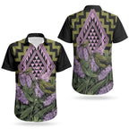 Rongoa Maori New Zealand Koromiko Couples Matching Off Shoulder Short Dress and Hawaiian Shirt NZ Hebe Korimako Bellbird Poutama