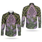Rongoa Maori New Zealand Koromiko Couples Matching Off Shoulder Short Dress and Long Sleeve Button Shirt NZ Hebe Korimako Bellbird Poutama