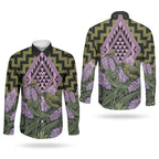 Rongoa Maori New Zealand Koromiko Couples Matching Short Sleeve Bodycon Dress and Long Sleeve Button Shirt NZ Hebe Korimako Bellbird Poutama
