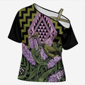 Rongoa Maori New Zealand Koromiko Cross Shoulder Shirt NZ Hebe Korimako Bellbird Poutama