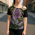 Rongoa Maori New Zealand Koromiko Cross Shoulder Shirt NZ Hebe Korimako Bellbird Poutama