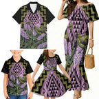 Rongoa Maori New Zealand Koromiko Family Matching Mermaid Dress and Hawaiian Shirt NZ Hebe Korimako Bellbird Poutama