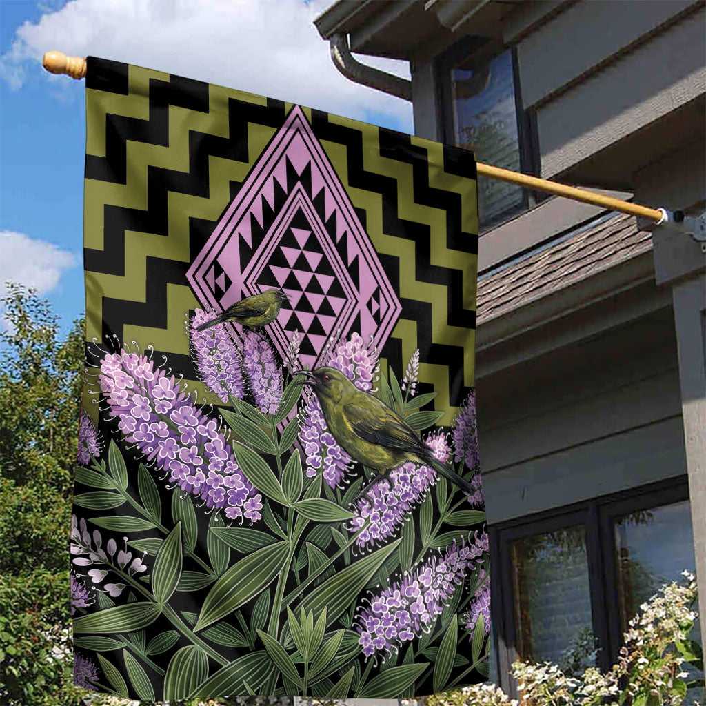 Rongoa Maori New Zealand Koromiko Garden Flag NZ Hebe Korimako Bellbird Poutama