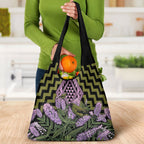 Rongoa Maori New Zealand Koromiko Grocery Bag NZ Hebe Korimako Bellbird Poutama