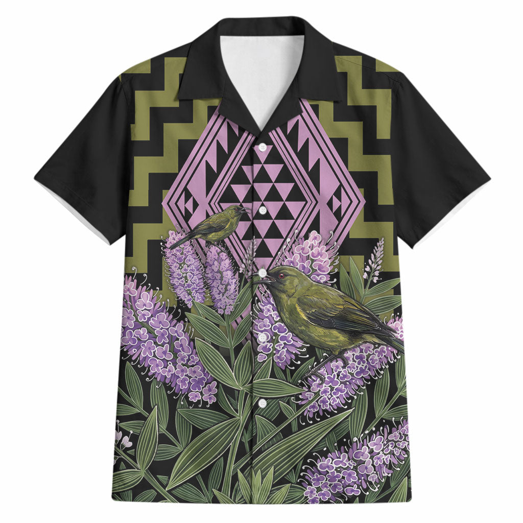 Rongoa Maori New Zealand Koromiko Hawaiian Shirt NZ Hebe Korimako Bellbird Poutama