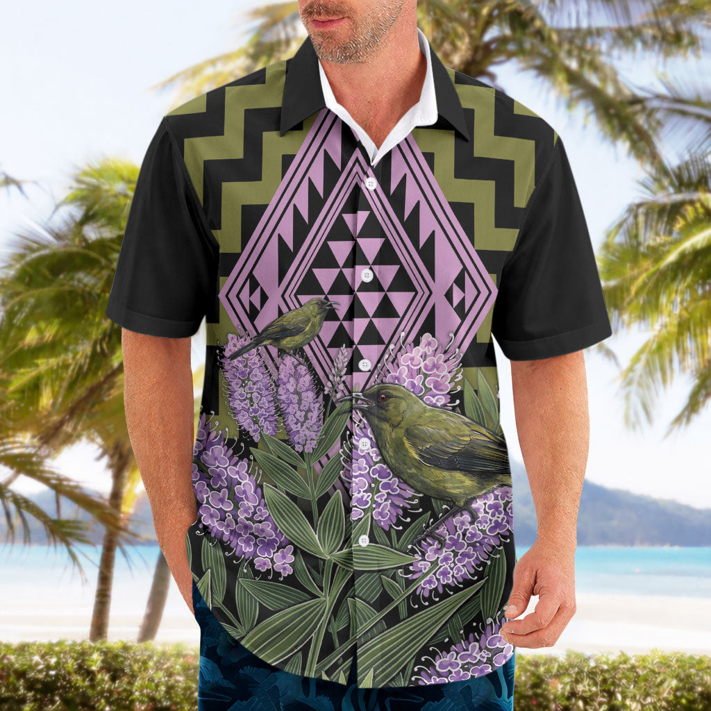 Rongoa Maori New Zealand Koromiko Hawaiian Shirt NZ Hebe Korimako Bellbird Poutama