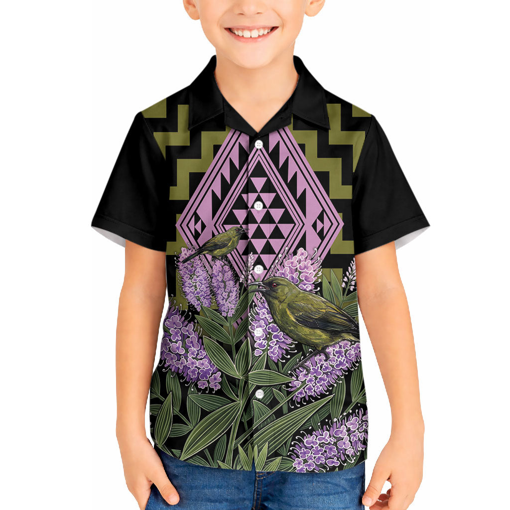 Rongoa Maori New Zealand Koromiko Hawaiian Shirt NZ Hebe Korimako Bellbird Poutama