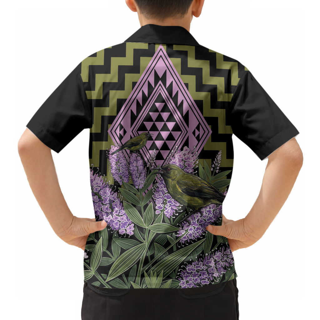 Rongoa Maori New Zealand Koromiko Hawaiian Shirt NZ Hebe Korimako Bellbird Poutama