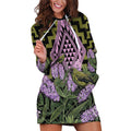 Rongoa Maori New Zealand Koromiko Hoodie Dress NZ Hebe Korimako Bellbird Poutama