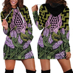 Rongoa Maori New Zealand Koromiko Hoodie Dress NZ Hebe Korimako Bellbird Poutama