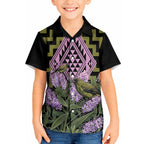 Rongoa Maori New Zealand Koromiko Kid Hawaiian Shirt NZ Hebe Korimako Bellbird Poutama