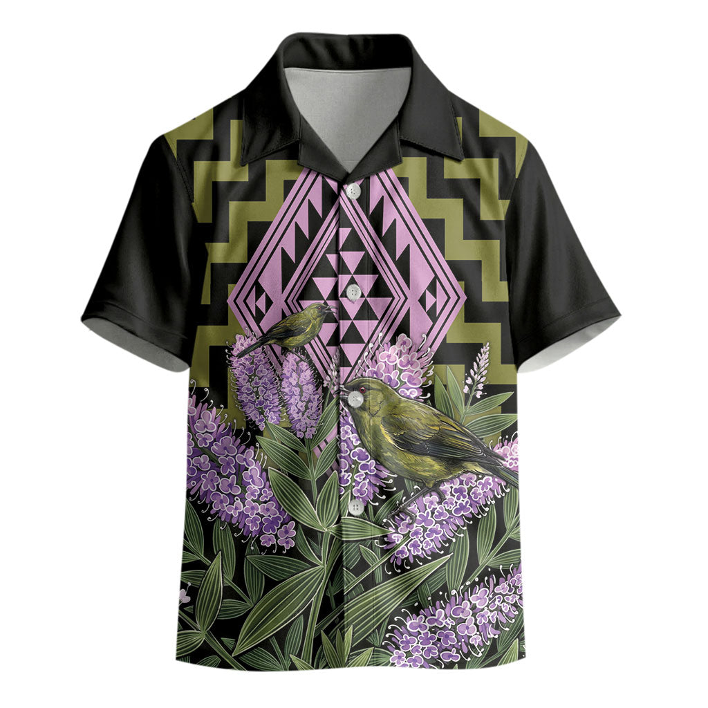 Rongoa Maori New Zealand Koromiko Kid Hawaiian Shirt NZ Hebe Korimako Bellbird Poutama