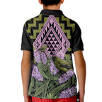 Rongoa Maori New Zealand Koromiko Kid Polo Shirt NZ Hebe Korimako Bellbird Poutama