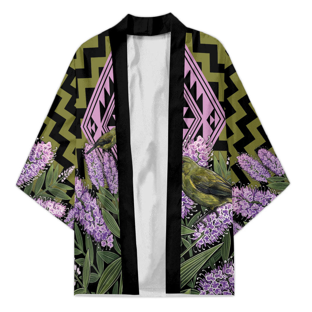 Rongoa Maori New Zealand Koromiko Kimono NZ Hebe Korimako Bellbird Poutama