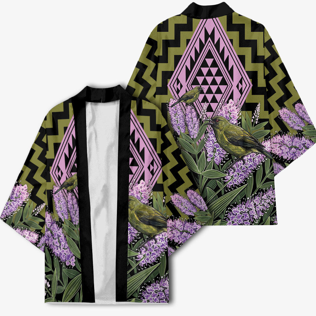 Rongoa Maori New Zealand Koromiko Kimono NZ Hebe Korimako Bellbird Poutama